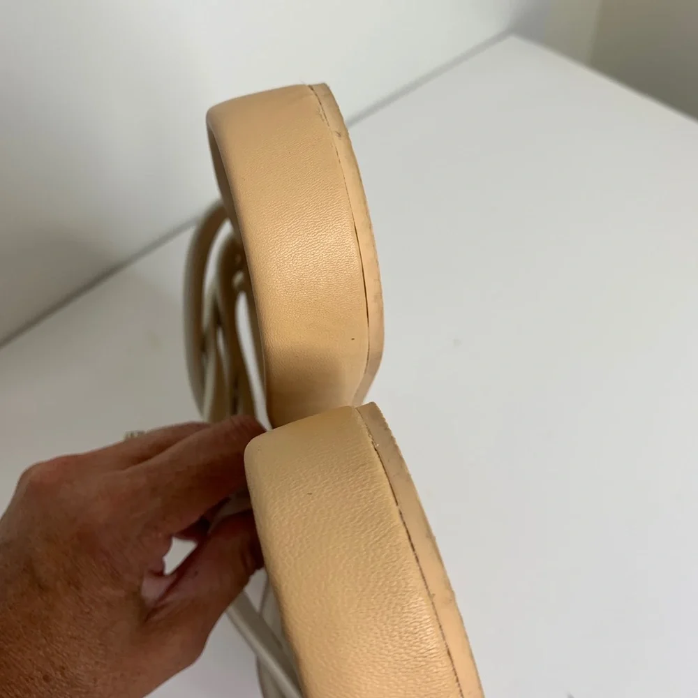 J Crew Pacific Fresh Cream Cushy Slip On Sandals Strappy Size 8.5 Women’s
